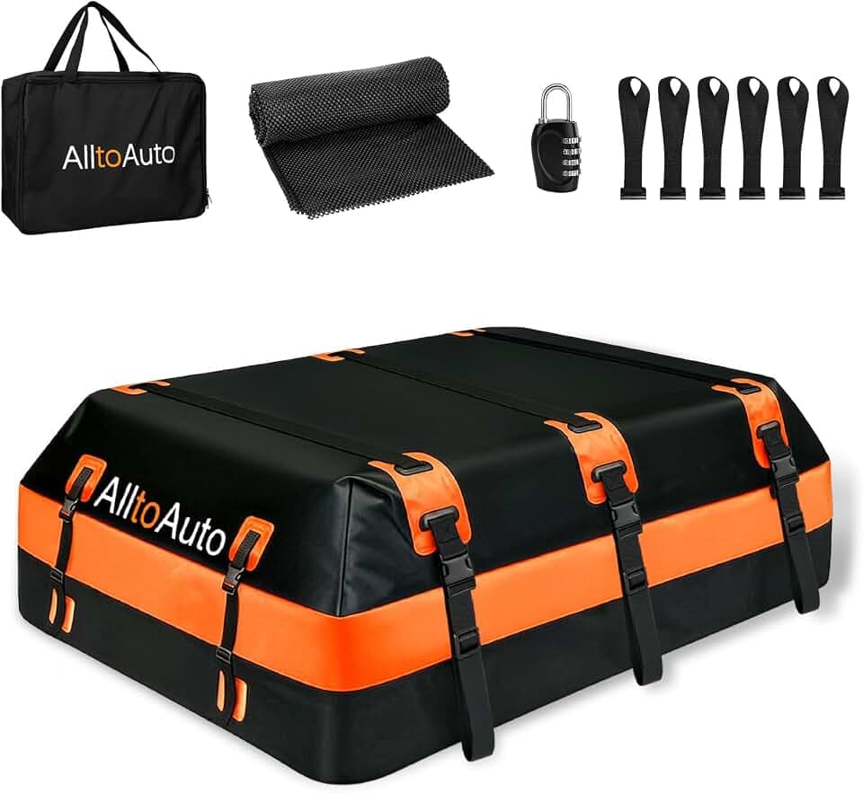 21 CuFt Waterproof Rooftop Cargo Bag with 10*Straps 6*Hooks 1*Anti-Slip Mat