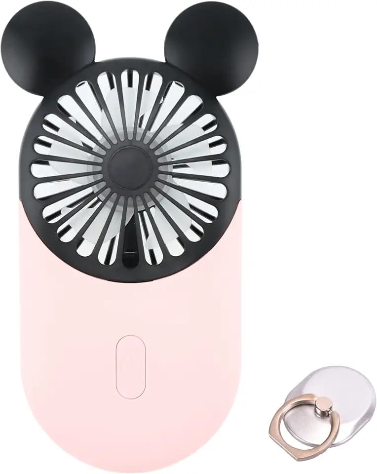 Cute Mouse Mini Fan, Handheld/Neck Portable Personal Fan(Pink)