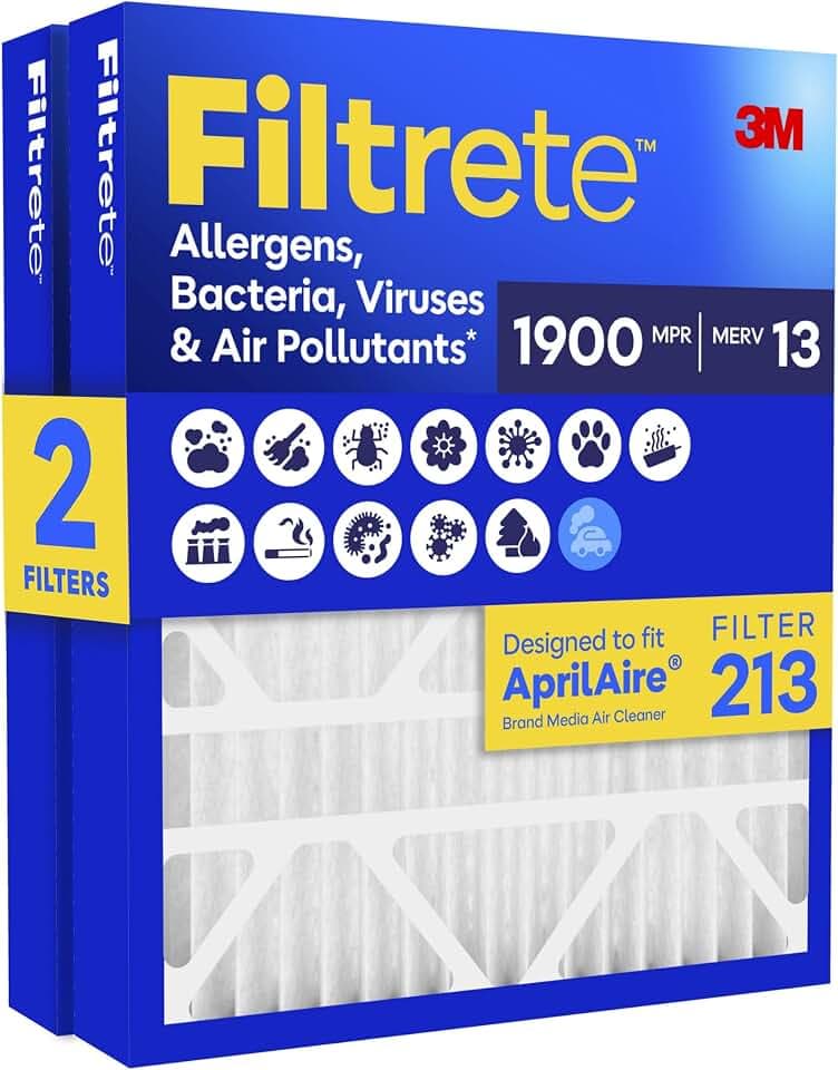 Filtrete 213 Air Filter Replacement, MERV 13, MPR 1900, 2 HVAC Filters
