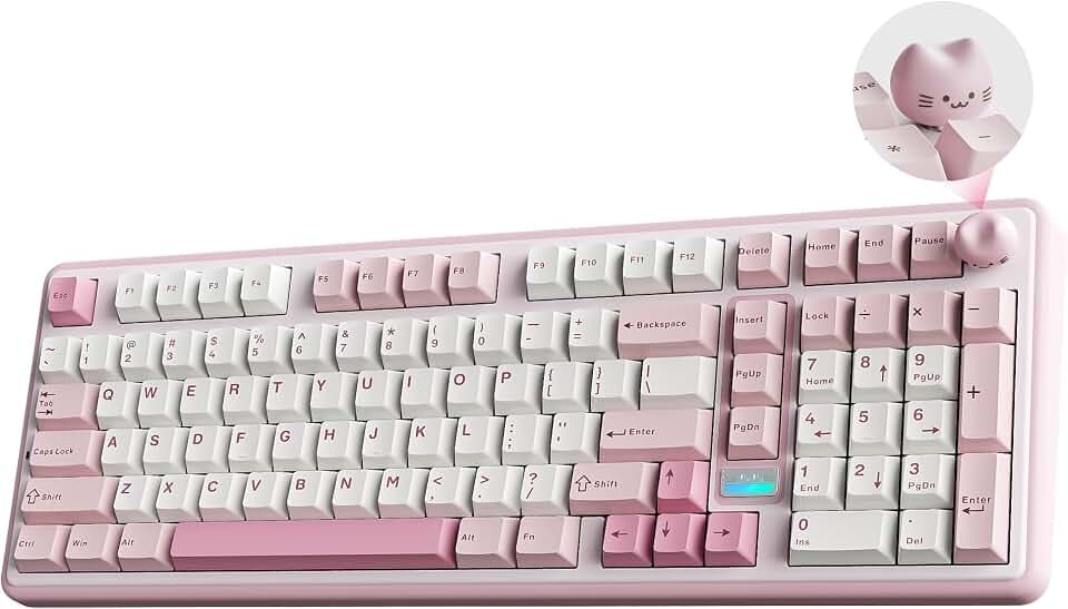 YUNZII B98 PRO 96% Wireless Mechanical Keyboard(Pink, Candy Switch)