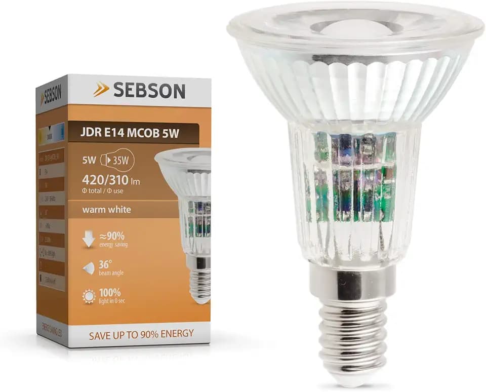 SEBSON E14 LED warmweiss 5W ersetzt 50W Halogen, LED Lampe E14 COB 230V