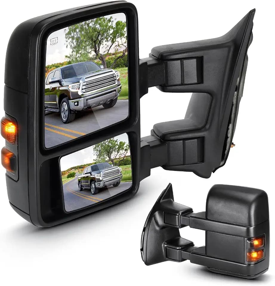 Towing Mirrors for Ford F-250 F-350 F-450 F-550 Super Duty 1999-2007 Power Heated with Turn Signal Manual Folding Telescoping (1 Pair)