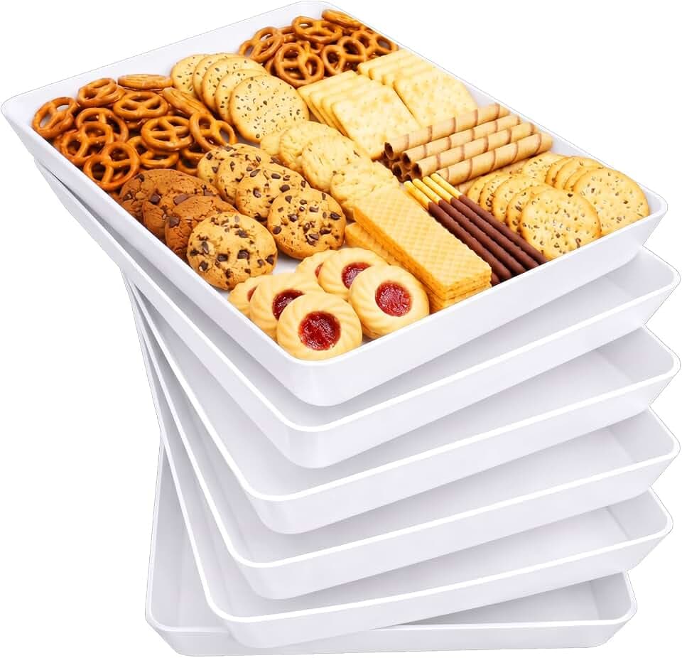 Lifewit 6-Pack 16" x 12" Extra Large Plastic Food Serving Trays for Party