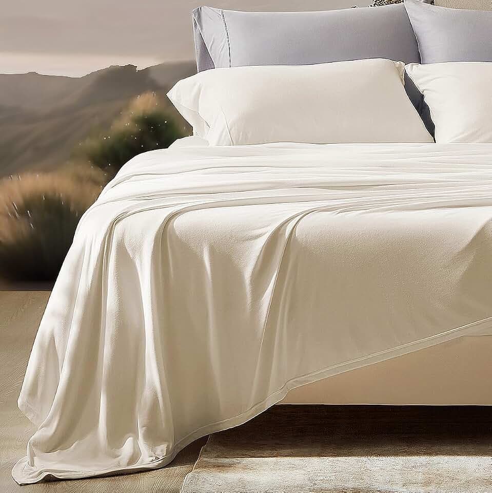 SLEEP ZONE Twin Sheets Set Jersey Knit, 3 Pieces Soft Cooling Bedding Sheets Fade Resistant Easy Care with Deep Pocket 16'', Beige