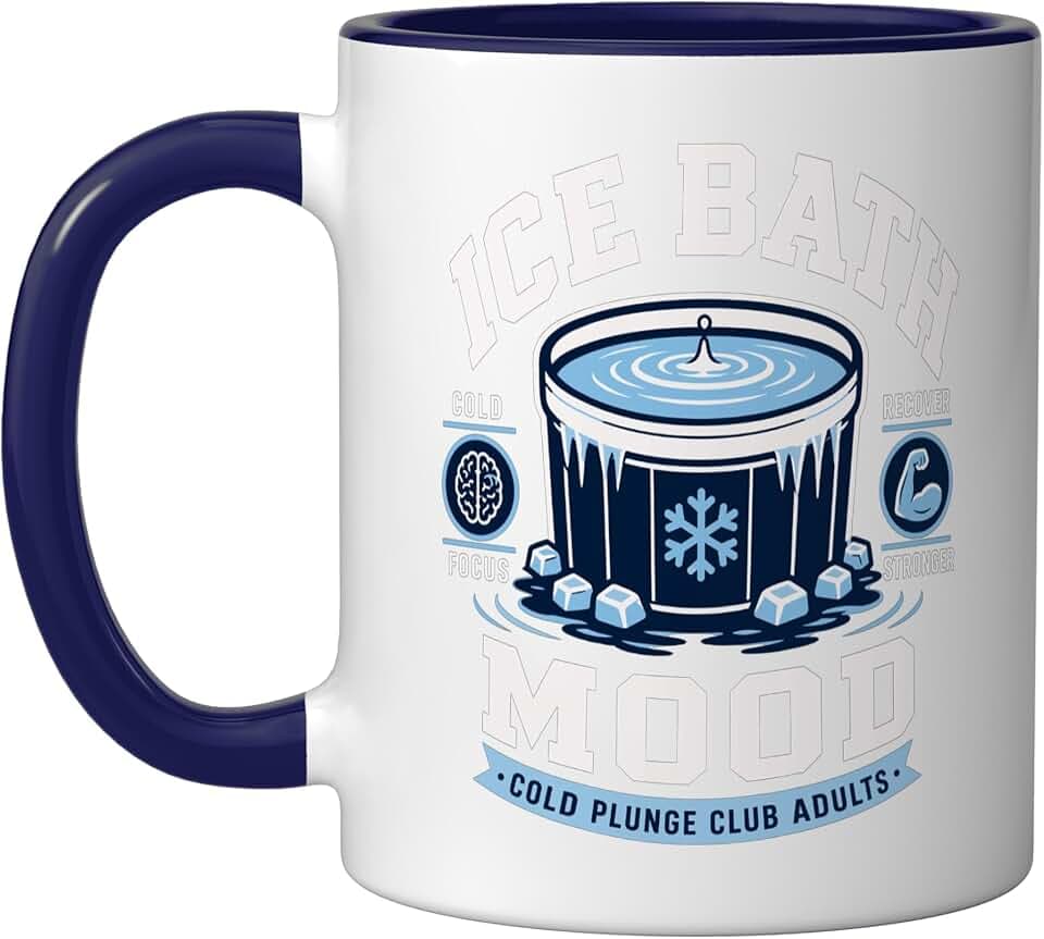 Ice Bath Mood Cold Plunge Ceramic Mug, Dark Blue/White, 11oz