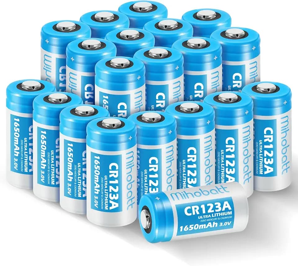 20-Pack CR123A 3V Lithium Batteries 1650mAh