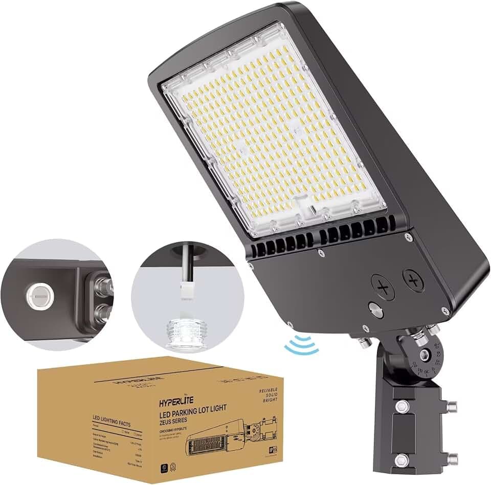 HYPERLITE LED Parking Lot Light - 150W 22500lm with Adjustable Slip Fitter Mount - 2025 New UL Listed Led Parking Lot Lights Outdoor - LED Shoebox Light for Yard Barn Street Roadways Stadium, 100-277V