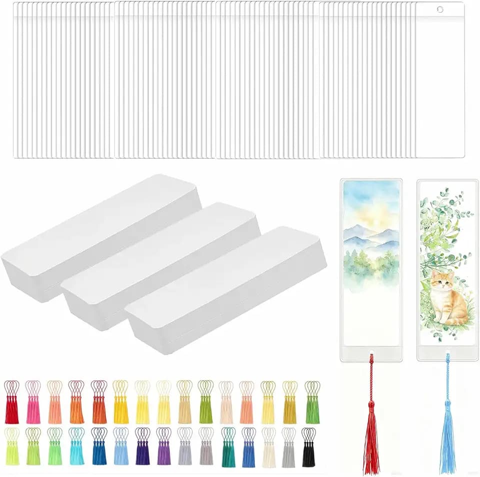120 Sets Blank Paper Bookmark Making Kits with Sleeves & Tassels for DIY