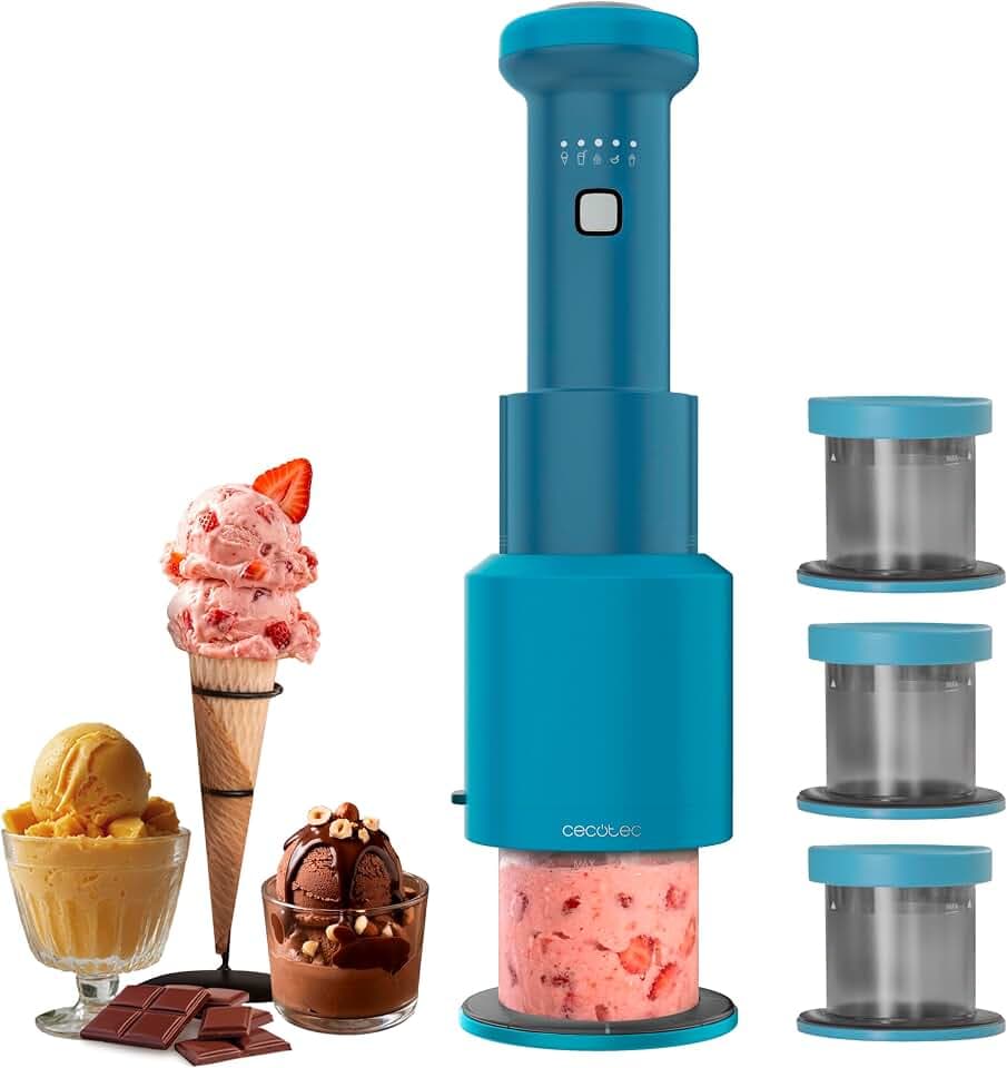 Cecotec Eismaschine Gelatec EasyMove, 5 Modi für Eis, Sorbet, Slush & Shake