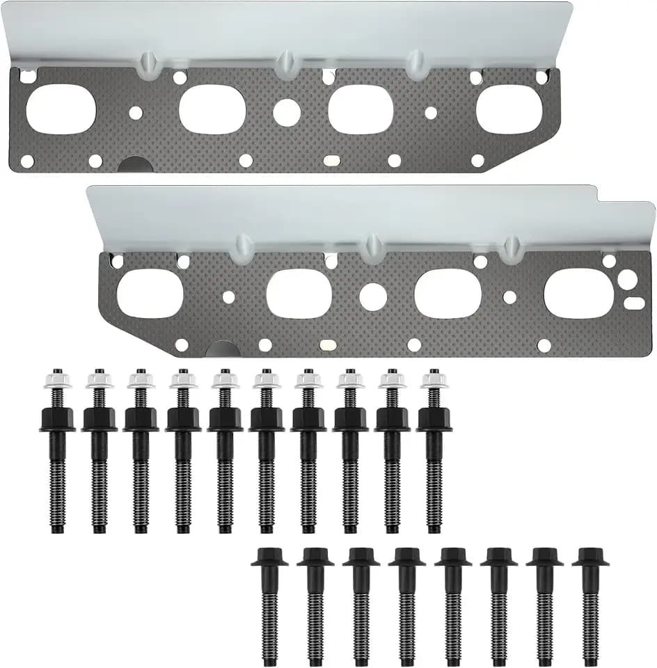Exhaust Manifold Gasket Set with Bolts and Studs Exhaust Manifold Hardware Gasket Kit Compatible with Ram 5.7l with Bolt Studsv8 2009-2020 1500 2500 3500 Engines(Complete Left + Right)