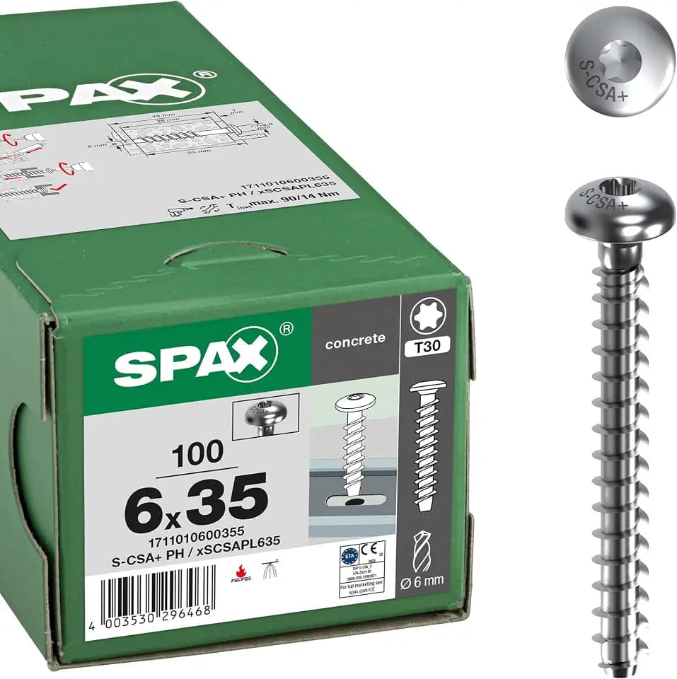 SPAX Betonschraube Panhead, 6 x 35 mm 1/-, 100 Stück, T-STAR T30