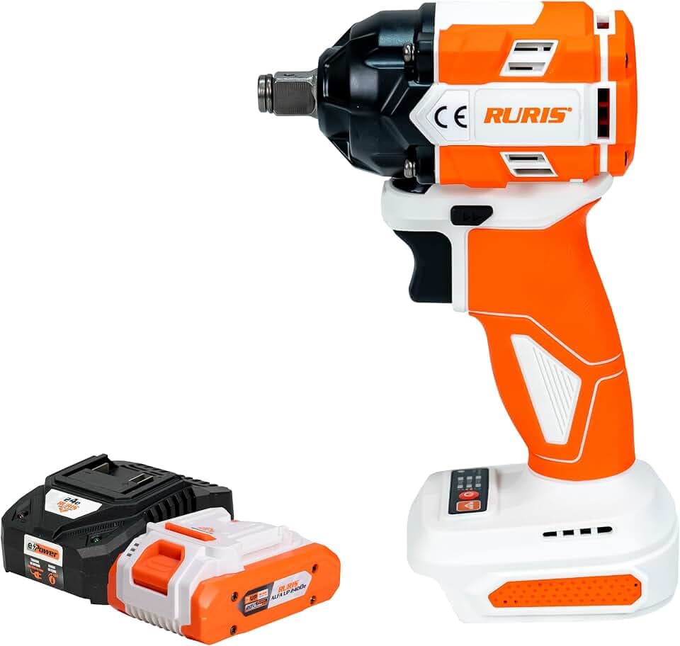 RURIS Akku-Schlagschrauber RMX3500 350Nm, bürstenloser Motor, 3300 bpm, M8-M18, LED-Beleuchtung + 20V 4Ah Akku und Ladegerät
