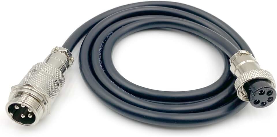 3.28 ft GX16 5 Pin Male to Female Head Aviation Cordset, GX16 5Pins Female to Male Connector Electrical Cable Panel Mount Circular Metal Aviation Adapter Cordset for Ships 20AWG (1meter)