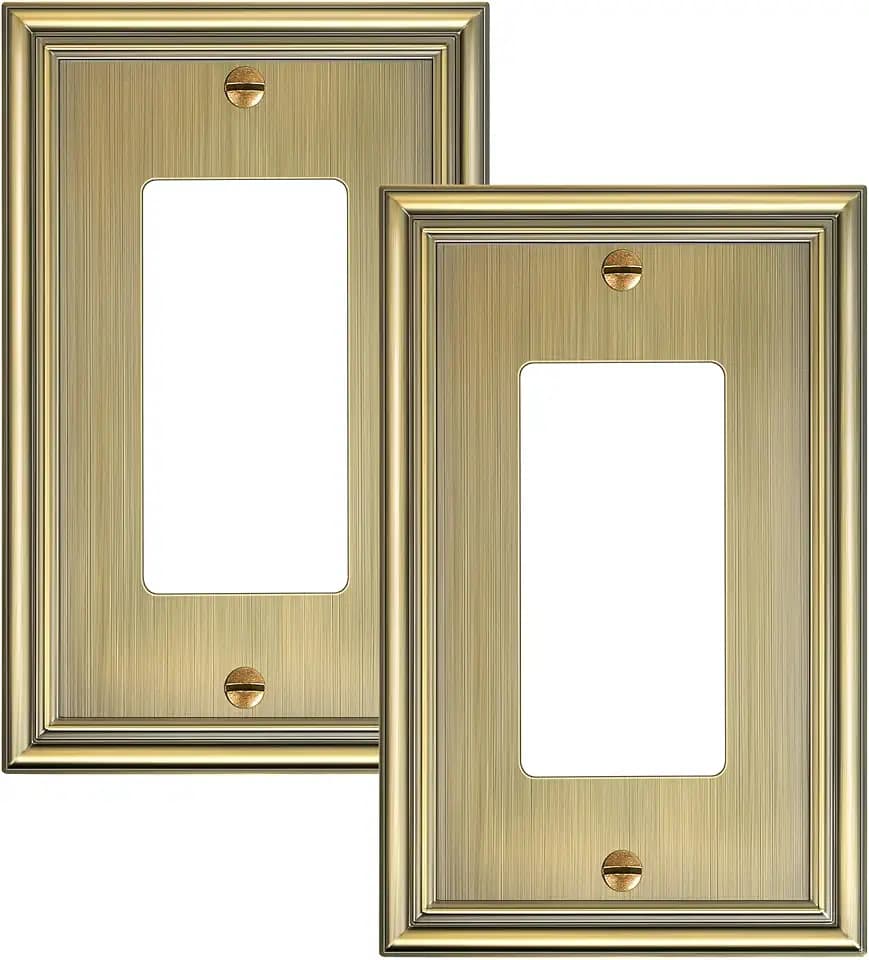 2-Pack Zinc Alloy Decorator Outlet Cover Plate, Solid Receptacle Cover