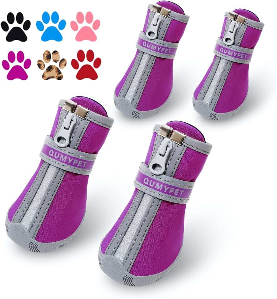 QUMY Dog Shoes Small Size Dogs, Dog Snow Boots & Paw Protectors for Winter