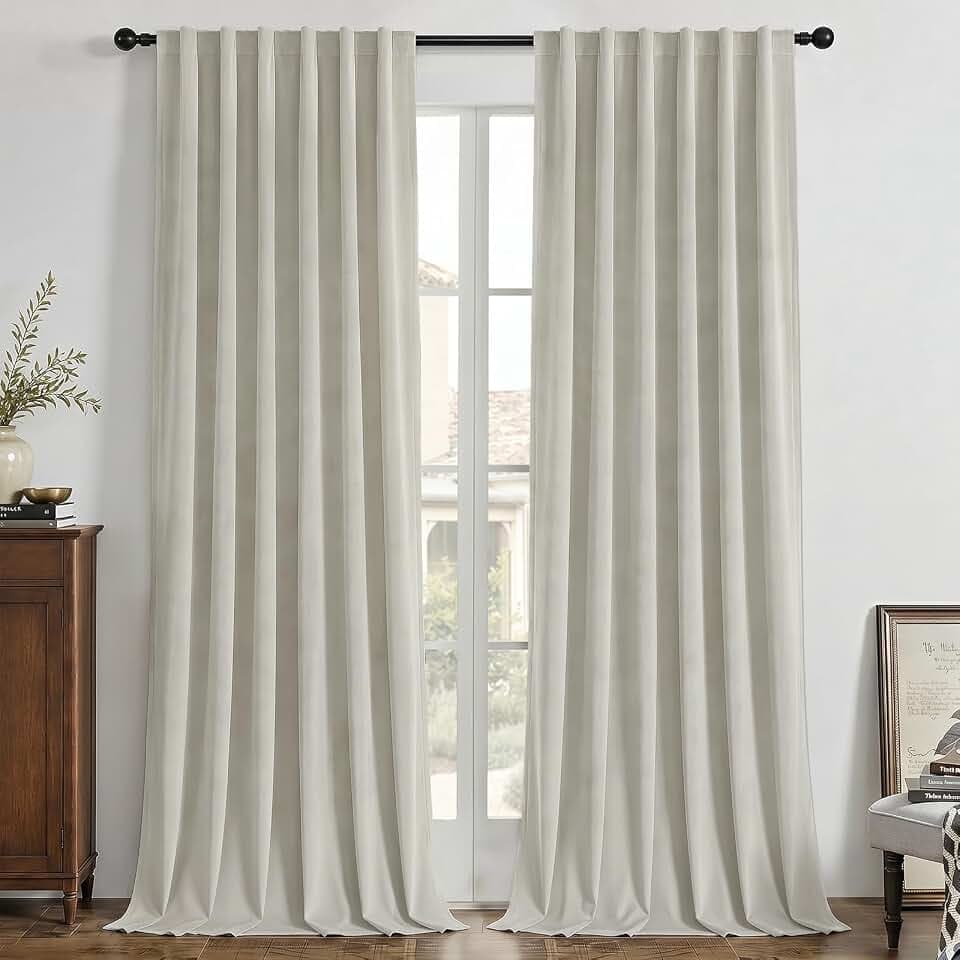 Joydeco 100% Blackout Curtains Velvet Black Out Curtain 96 Inch Drapes