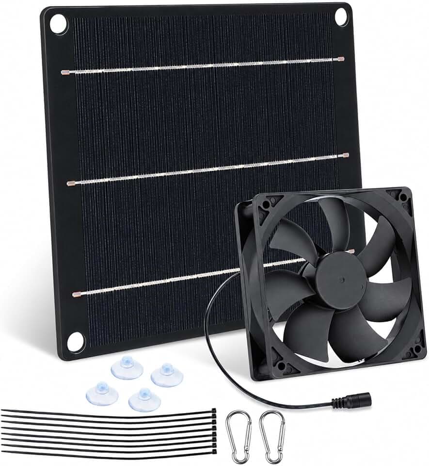 Buyweek Solar Ventilator 6W Solar Lüfter IP65 Wasserdichter mit Solarpanel 12V und Kabel 3M Solar Ventilatoren Outdoor für Gewächshaus Belüftung Schuppen Hühnerstall Haustier Häuser Fenster Auspuff