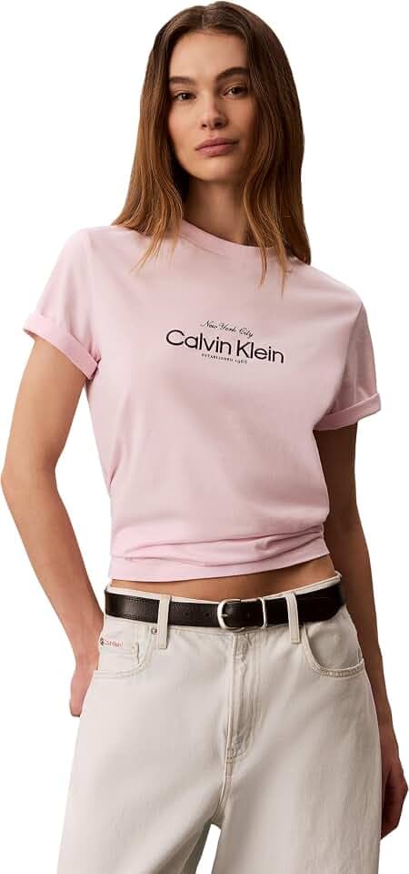 Calvin Klein Damen Ss Classic Ck NYC Logo Tee Lv047f810g Graphic Tees