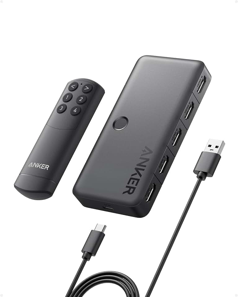 Anker HDMI Switch, 4 in 1 Out 4K@60Hz HDMI Switcher with Remote Selector