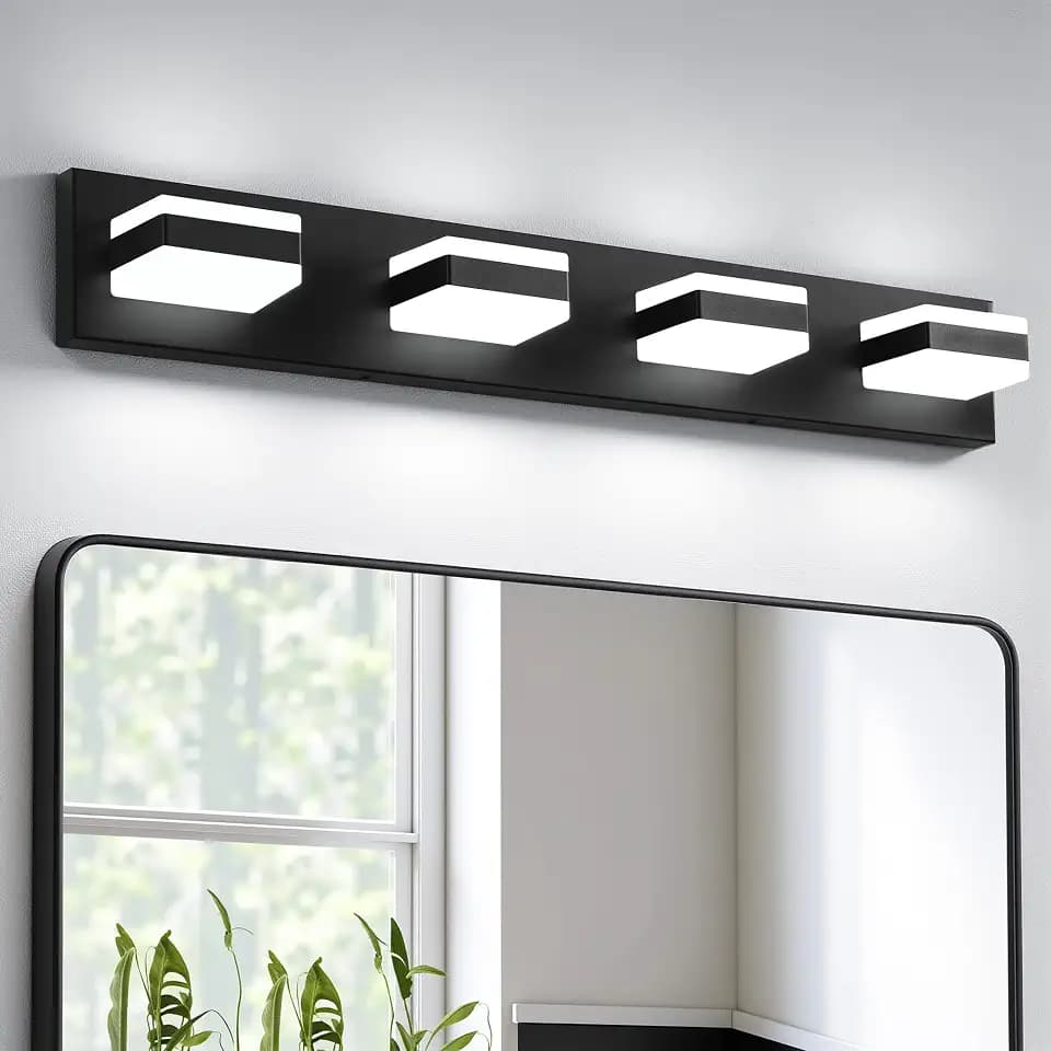 Bathroom Lighting Fixtures Over Mirror, 4 Light Black Vanity Light