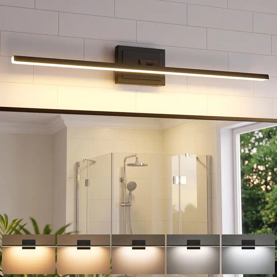 NIORSUN 31.5 Inch Modern Bathroom Light Fixture, 18W 5CCT Dimmable LED Black Bathroom Vanity Lights Over Mirror, Vanity Lights for Bathrooms Restroom Mirror- ETL Certified