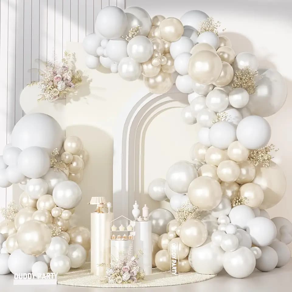 Ouddy Party Pearl White Balloon Garland Arch Kit 18 12 10 5 Inch