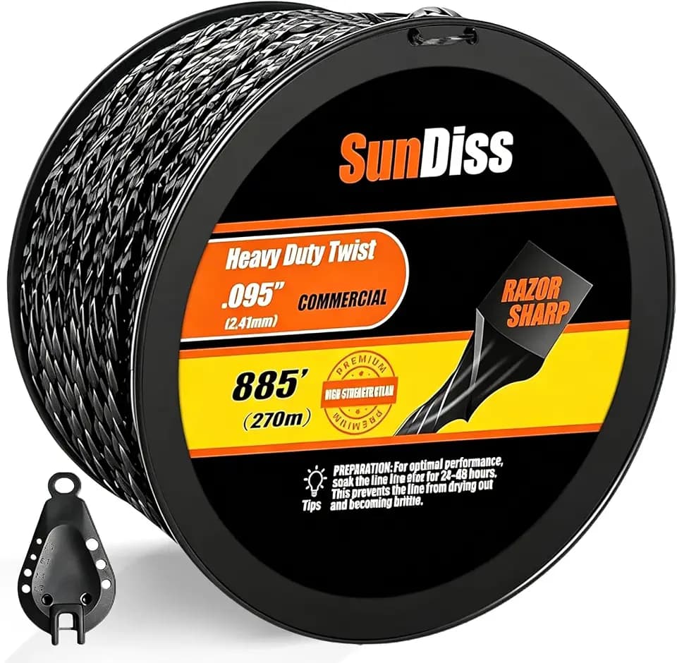 885ft 0.095" Trimmer Line Cutting String Replacement for Echo Black Diamond Trimmer Line 330095073/330095071, Fits for Medium to Heavy Grass and Weeds, with Built-in Line Cutter