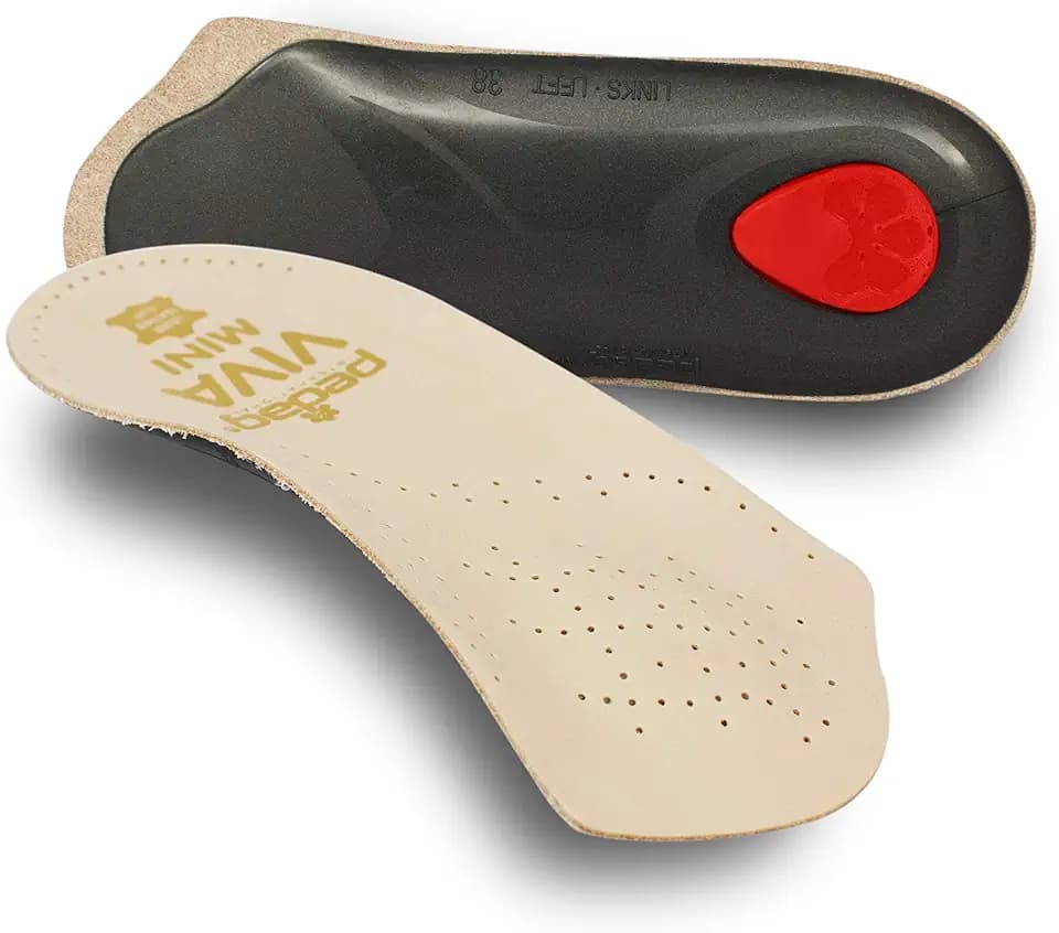 Pedag Viva Mini | 3/4 Leather Arch Support Inserts | Handmade in Germany | Plantar Fasciitis Relief | Heel Cushion | Metatarsal Support Pad | Low Profile Shoe Insoles | Tan | Men US 15/ EU 48
