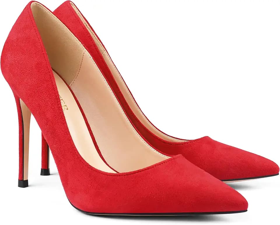 COLETER Women's 4 Inch Pumps Pointed Toe Dress Shoes Slip On Stiletto Pumps