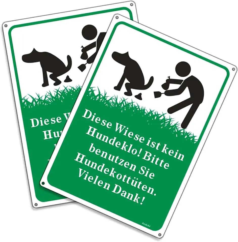 2tlg Kein Hundekot-Schild Kein Hundekloschild, Halten Sie den Rasen Sauber Aluminium-Metallschild, Rostbeständig, Farbechtes Schild für Haustiere im Freien Größe 25 x 35 cm