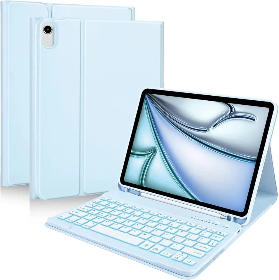 MMK for iPad Air 11 Inch & Air 5th/4th Generation Case with Keyboard-Blue