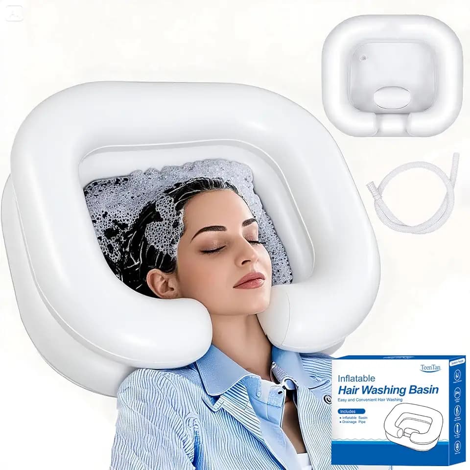 Inflatable Shampoo Basin for Bedridden and Disabled, Portable Shampoo Bowl for Injured, Hair Washing Basin for Childred, Pregnant Woman, Easy Hair Washing at Home (White)