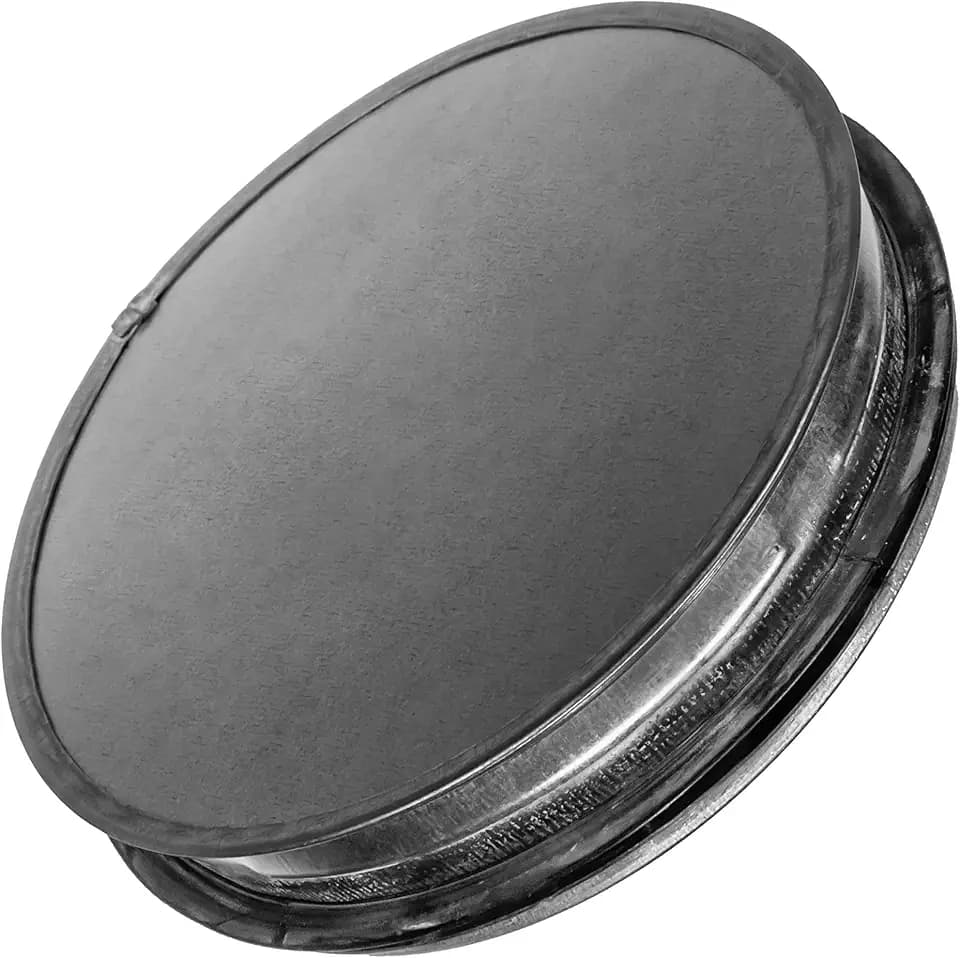 6” Inch Duct End Cap with Rubber Gasket - Galvanized Steel Round Vent Cover for Outdoor and Indoor Use – Pipe Cover – Steel Plug for Dryer Ducts and Pipes – End Cap for HVAC Systems