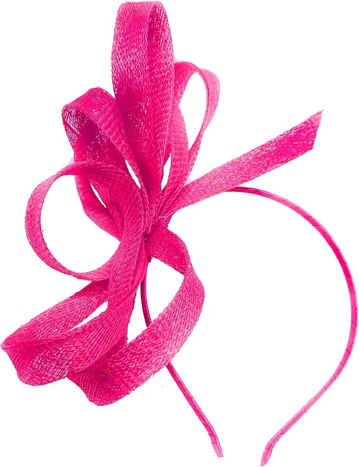 Caprilite Veganer Sinamay Fascinator Stirnband Hochzeit Hoop Damen Tag Ascot Rennen, fuchsia pink, 1 count (Pack of 1)