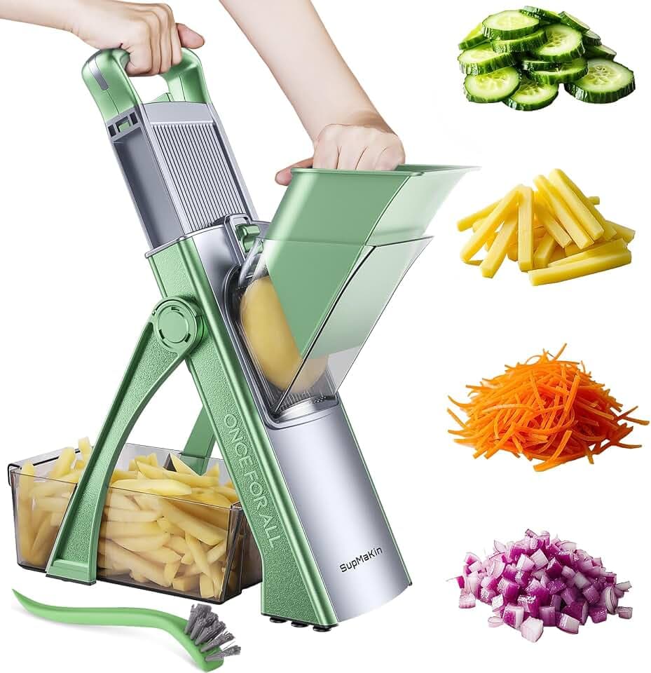 SupMaKin Safe Mandoline Slicer Plus for Kitchen Adjustable Vegetable Slicer