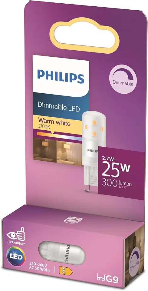 Philips LED Standard Brenner, Ersatz für 25W Halogen, G9 Sockel, warmweißes Licht 2700K, dimmbar