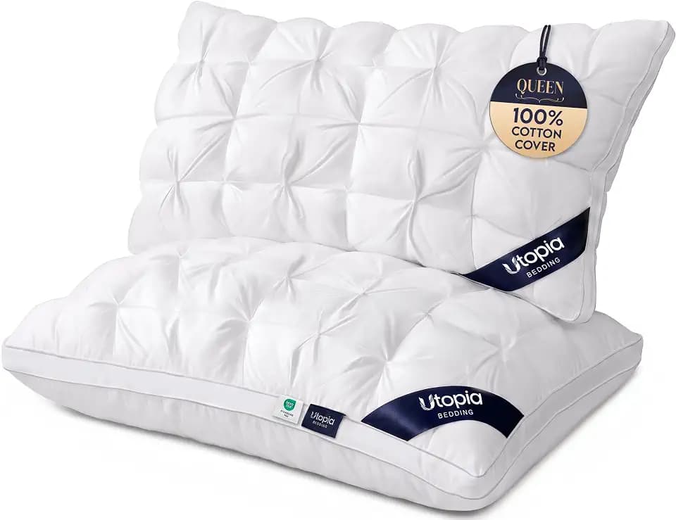 Utopia Bedding Pintuck Queen Bed Pillows, White, Pack of 2, Pintuck Design