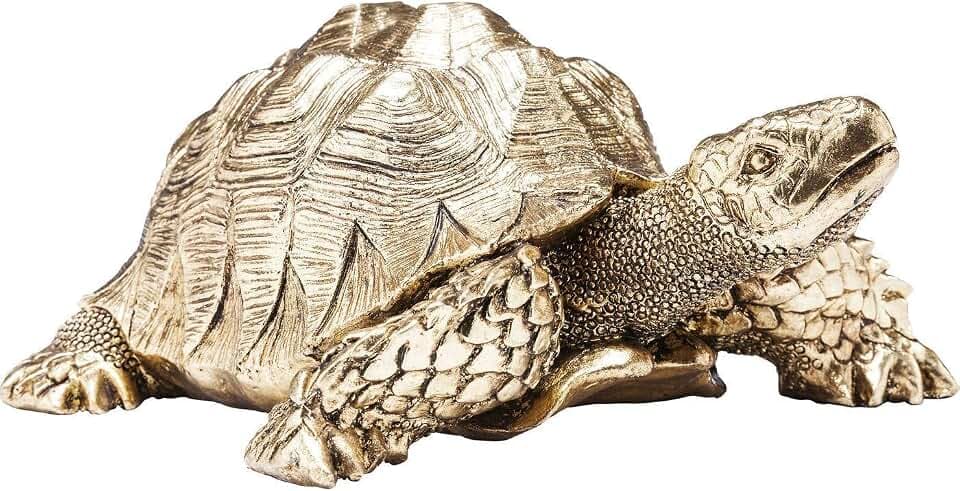 Kare Desing Deko Figur Turtle, Gold, 11x26x20 cm, Deko Objekt, Wohnaccessoire, Dekoration, Schildkröten Motiv, Wohnzimmer