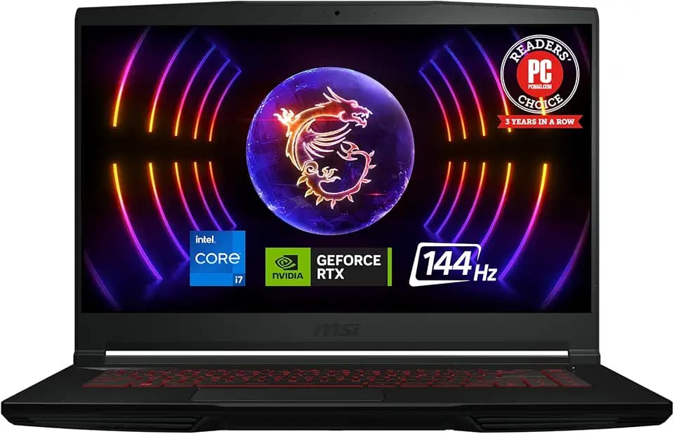 msi Thin GF63 15.6" 144Hz Gaming Laptop: 12th Gen Intel Core i7, NVIDIA GeForce RTX 4050, 16GB DDR4, 512GB NVMe SSD, Type-C, Cooler Boost 5, Win11 Home: Black 12VE-066US