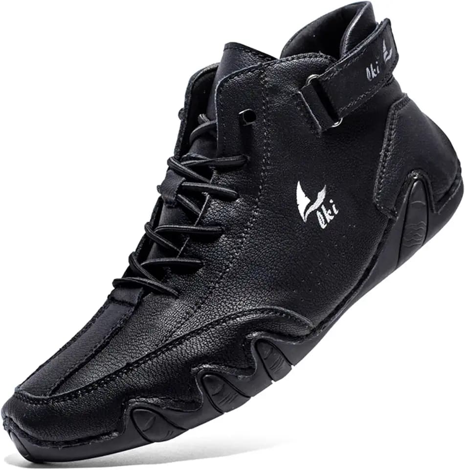 Men's Casual Ltalian Handmade High Top high boots Leather Outdoor Walking Sneakers Slip-on Lightweight Non-Slip Waterproof Driving Chukka Boots
