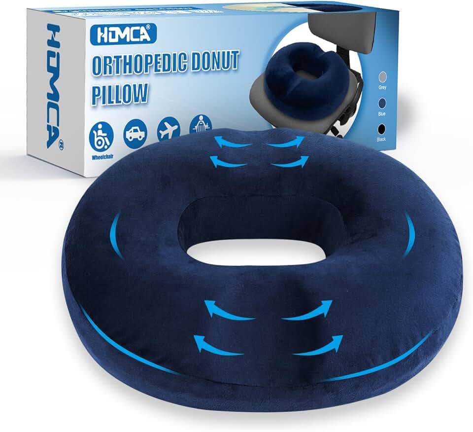 HOMCA Sitzkissen Donut Kissen Memory-Schaum für Entlastet Steißbein Blau
