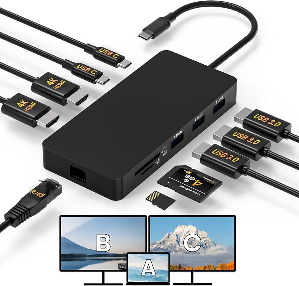 Laptop Docking Station Dual 4K HDTV Monitor