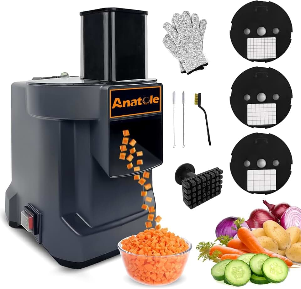 Anatole Electric Vegetable Dicer Chopper Commercial Food Processor 3 Blades