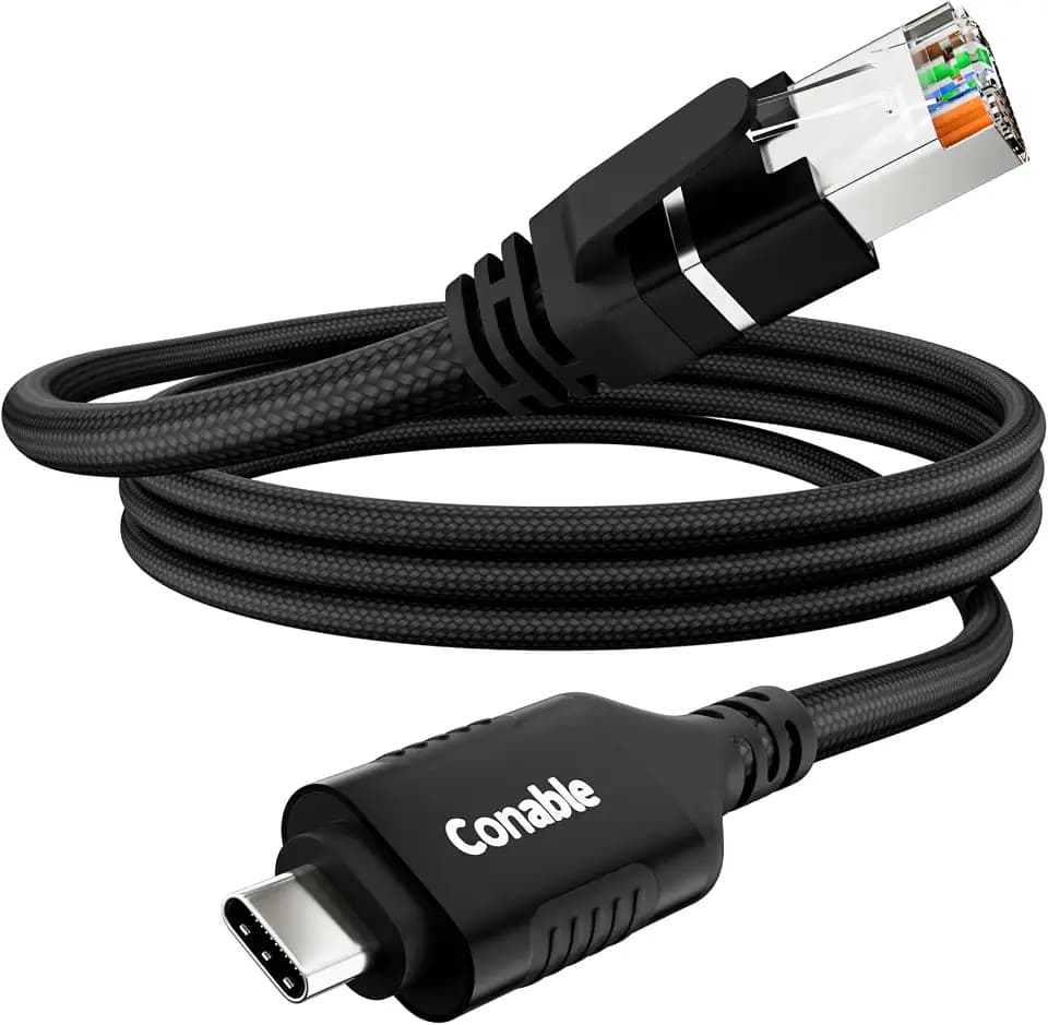 USB C to Ethernet Cable 2 FT, USB Type C to RJ45 Cord, Braided, 1Gbps