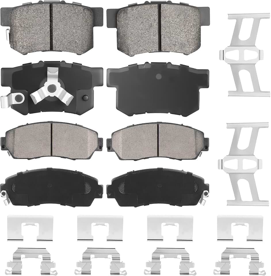 Front Ceramic & Rear Semi-Metallic Brake Pads Set for Honda CR-V 2007-2011, for Acura RDX 2010-2012, for Accord Crosstour FWD 8PCS