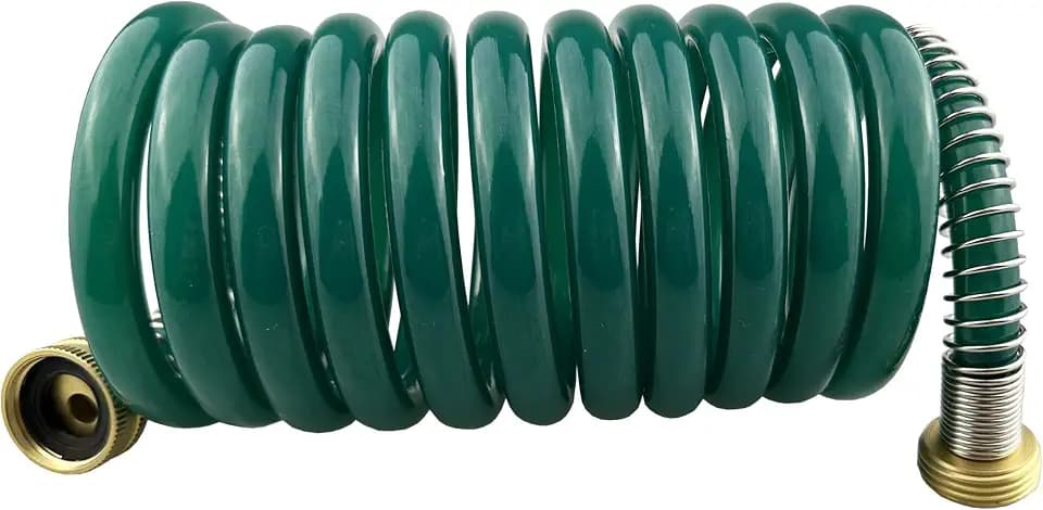 Darnassus Coil Garden Hose with Brass Connector - Self Retracting Spiral PU Curly Water Hose 10FT, Retractable and Corrosion Resistant for Balcony Small Patio Watering