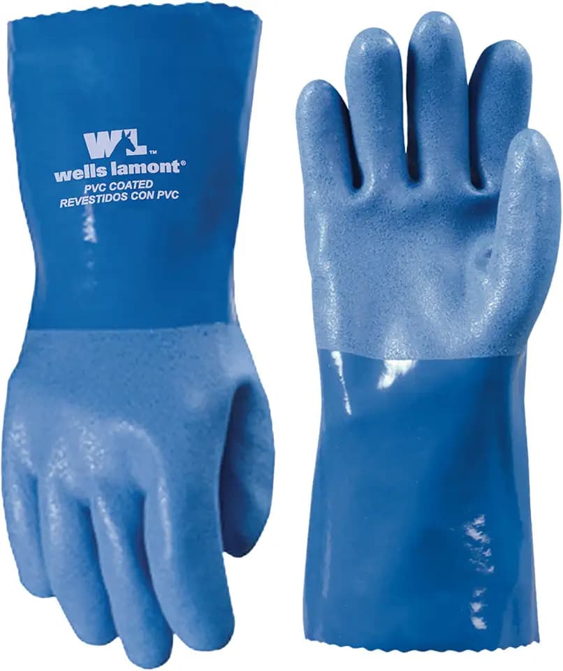 Wells Lamont PVC Chemical Resistant Gloves, Textured Grip, Gauntlet Cuff