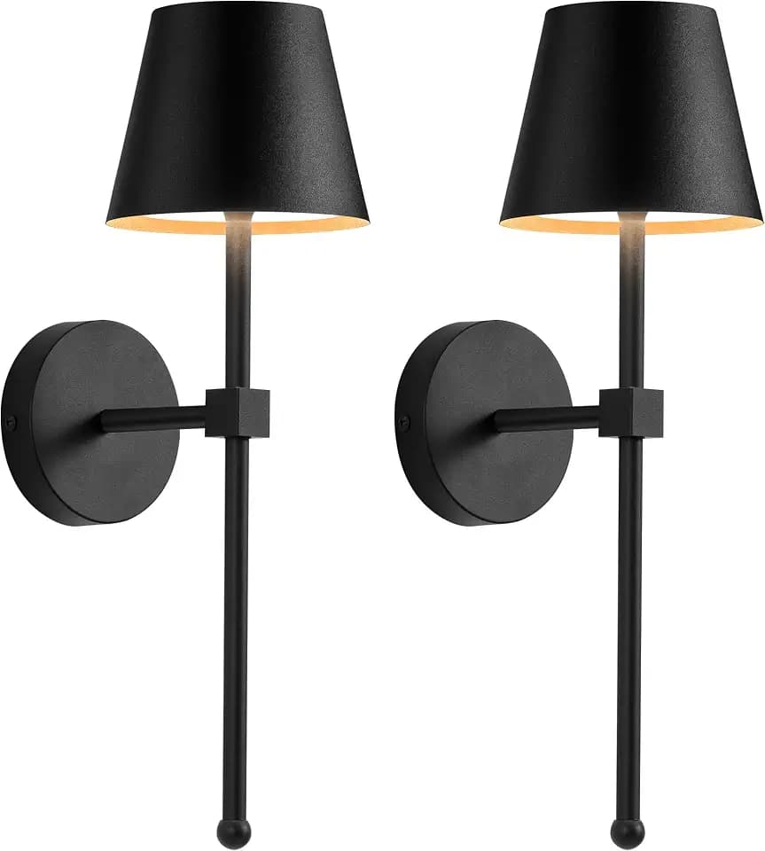 Akku Wandleuchte Kabellose 2er Set,5200mAh Kleine LED Wandleuchten mit Fernbedienung,3 Farben Dimmbare Wandleuchte für Wohnzimmer,Schlafzimmer, Flur,Aussen,Geschenke(Schwarz)