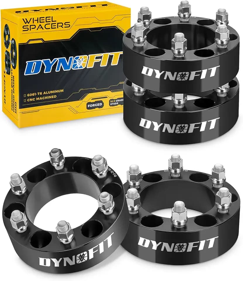dynofit 2in 6x5.5 Wheel Spacers for 1999-2026 Silverado Siera1500 Yukon | 2019-2026 Ram 1500, Forged Aluminum Spacers Set Kit Compatible with Chevrolet GMC Cadillac M14x1.5 Stud 108mm Center Bore