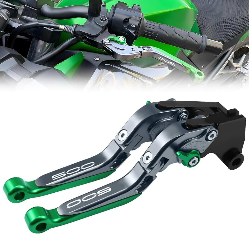 for Kawasaki NINJA500 Ninja 500 Z500 Z 500 SE 2024 2025 Motorcycle Clutch Lever Adjustable Handlebars Brake and Clutch Levers Set(Green)